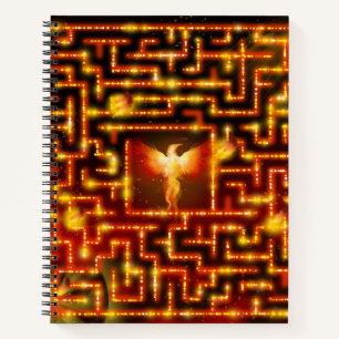 Fiery Phoenix Maze Notebook Notizblock