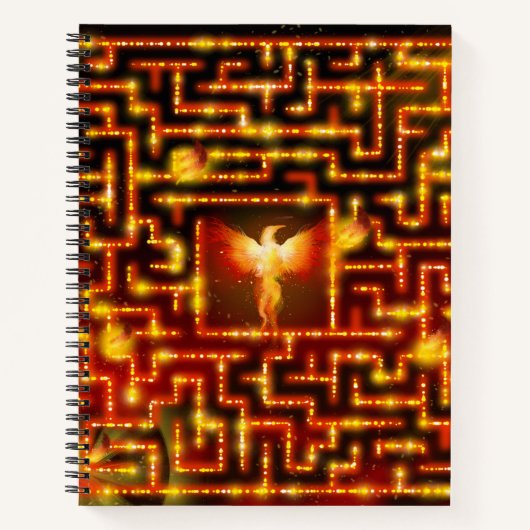 Fiery Phoenix Maze Notebook Notizblock (Vorderseite)