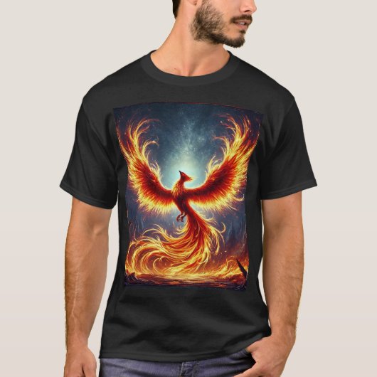 Fiery Phoenix Mythical Art T-Shirt (Vorderseite)