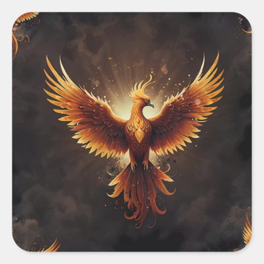 Fiery Phoenix Quadratischer Aufkleber (Vorderseite)