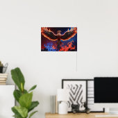 Fiery Phoenix: Rebirth in Red and Blue Flames Poster (Heimbüro)