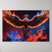 Fiery Phoenix: Rebirth in Red and Blue Flames Poster (Vorne)
