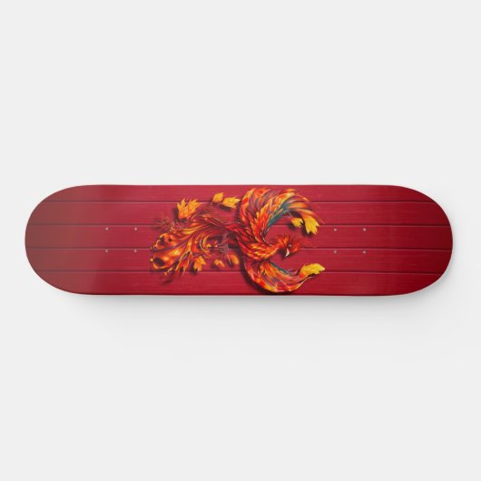 Fiery phoenix rote Holzstruktur Skateboard (Horizontal)