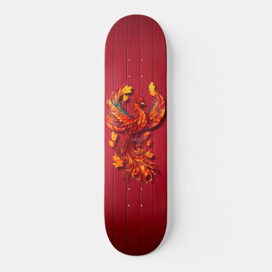 Fiery phoenix rote Holzstruktur Skateboard (Vorderseite)