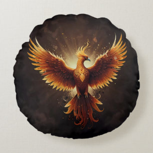 Fiery Phoenix Rundes Kissen