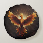 Fiery Phoenix Rundes Kissen (Rückseite)