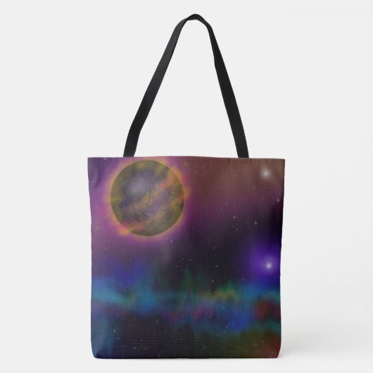 Fiery Planet und Sterne Weltraum Tasche (Vorderseite)