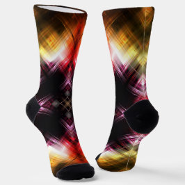 Fiery Prism Abstrakt mit Radiant Red & Gold Glow Socken