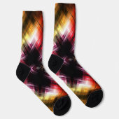 Fiery Prism Abstrakt mit Radiant Red & Gold Glow Socken (Rechts)