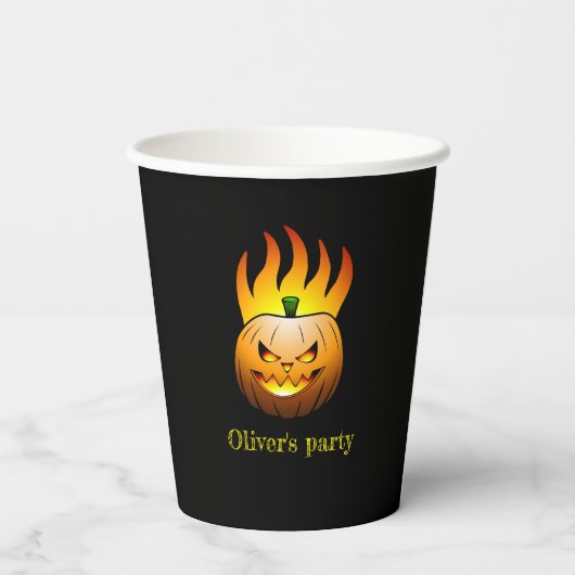 Fiery Pumpkin Face Pappbecher (Rückseite)