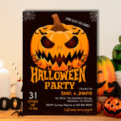 Fiery Pumpkin Jack o lantern bats Spooky Halloween Einladung