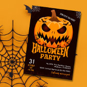 Fiery Pumpkin Kürbislaterne Fledermäuse Spooky Hal Einladung