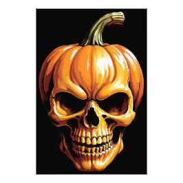 Fiery Pumpkin Skull für Halloween Fotodruck
