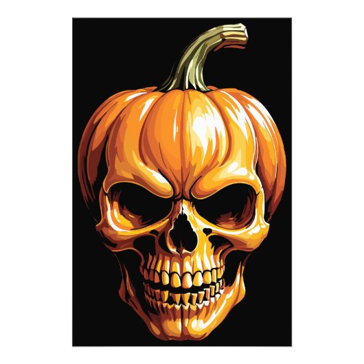 Fiery Pumpkin Skull für Halloween Fotodruck (Vorne)