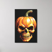 Fiery Pumpkin Skull für Halloween Leinwanddruck (Vorderseite)