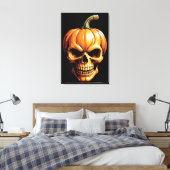 Fiery Pumpkin Skull für Halloween Leinwanddruck (Insitu (Schlafzimmer))