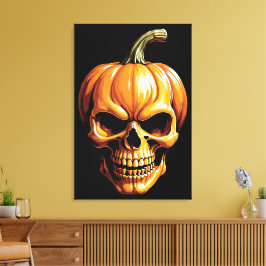 Fiery Pumpkin Skull für Halloween Leinwanddruck