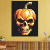 Fiery Pumpkin Skull für Halloween Leinwanddruck (Insitu (Wohnzimmer))