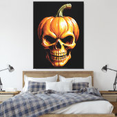 Fiery Pumpkin Skull für Halloween Leinwanddruck (Insitu (Schlafzimmer))
