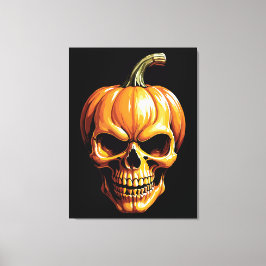 Fiery Pumpkin Skull für Halloween Leinwanddruck