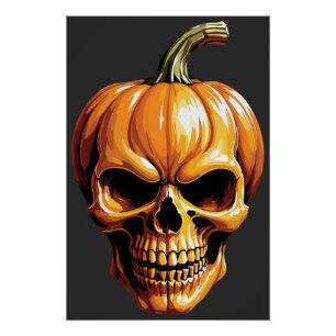 Fiery Pumpkin Skull für Halloween Poster