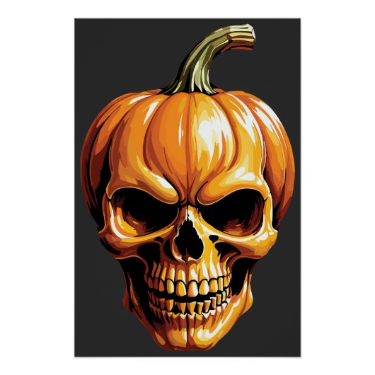 Fiery Pumpkin Skull für Halloween Poster (Vorderseite)