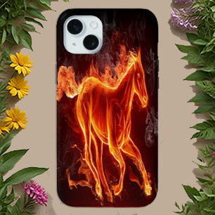 Fiery Red Abstrakt Flaming Horse iPhone 16 Hülle