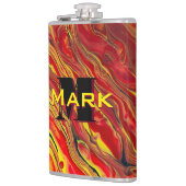 Fiery Red Acrylic Flow Art Flachmann (Links)