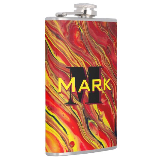 Fiery Red Acrylic Flow Art Flachmann (Rechts)