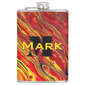 Fiery Red Acrylic Flow Art Flachmann (Vorderseite)