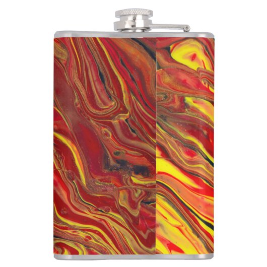 Fiery Red Acrylic Flow Art Flachmann (Rückseite)