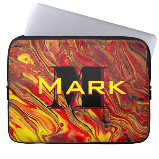 Fiery Red Acrylic Flow Art Laptopschutzhülle (Vorderseite)