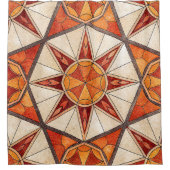 Fiery Red and Orange Starburst - Geometric Mosaic Duschvorhang (Vorderseite)