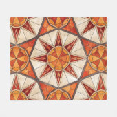 Fiery Red and Orange Starburst - Geometric Mosaic Fleecedecke (Vorderseite (Horizontal))