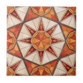 Fiery Red and Orange Starburst - Geometric Mosaic Fliese (Vorderseite)