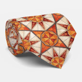 Fiery Red and Orange Starburst - Geometric Mosaic Krawatte (Gerollt)