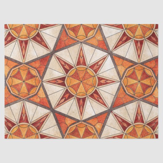 Fiery Red and Orange Starburst - Geometric Mosaic Seidenpapier (Vorderseite)