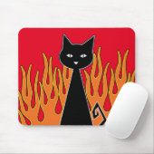 ~ Fiery {{{{{{ red }}}} Black Cat ~ Maus Pad Mousepad (Mit Mouse)