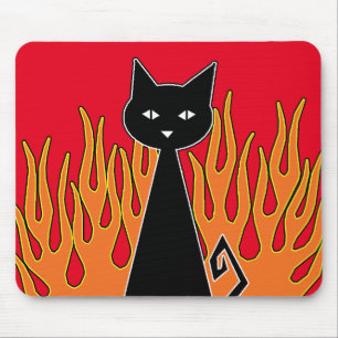 ~ Fiery {{{{{{ red }}}} Black Cat ~ Maus Pad Mousepad