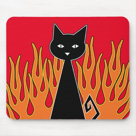 ~ Fiery {{{{{{ red }}}} Black Cat ~ Maus Pad Mousepad (Vorne)