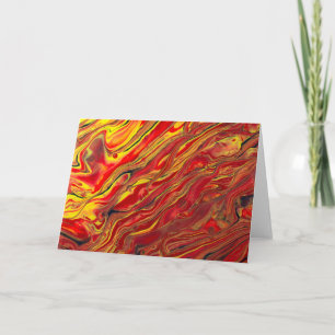 Fiery Red Gelb und Black Acyrlic Fluid Art Karte
