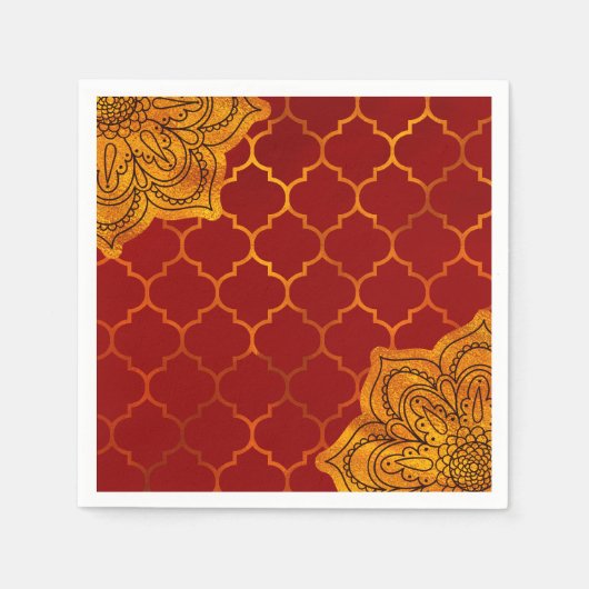 Fiery Red Gold Royal Indian Arabian Thema marokkan Serviette (Vorderseite)