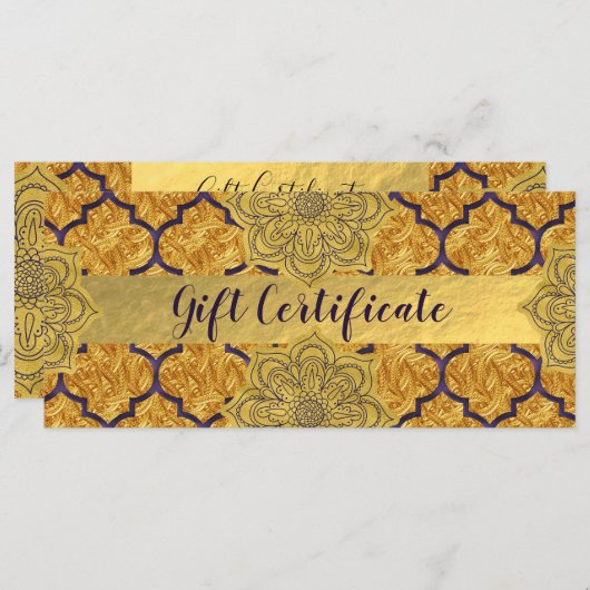 Fiery Red Gold Royal Indian Gift Certificate (Vorne/Hinten)
