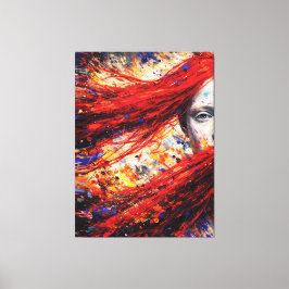 Fiery Red Hair Woman Abstract Portrait Impasto Leinwanddruck