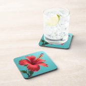 Fiery Red Hibiskus Getränkeuntersetzer (Rechte Seite)