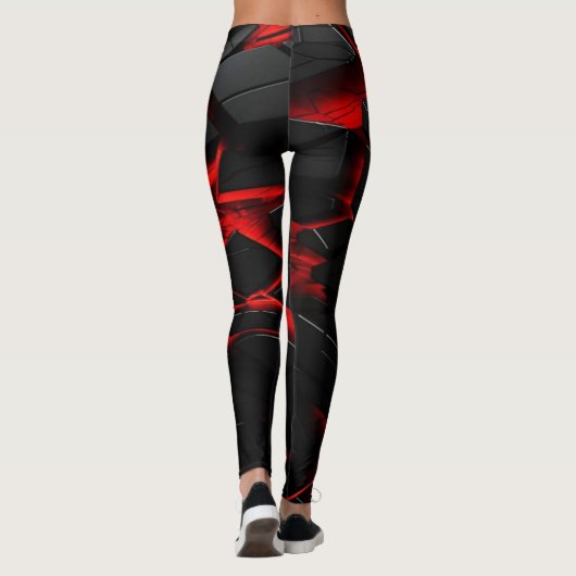 Fiery Red High Waisted Athletic Leggings (Rückseite)