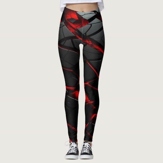 Fiery Red High Waisted Athletic Leggings (Vorderseite)