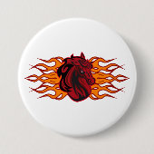 Fiery Red Horse Head mit Flammen Button (Vorderseite)