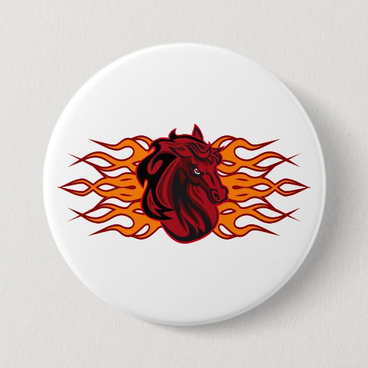 Fiery Red Horse Head mit Flammen Button (Vorderseite)