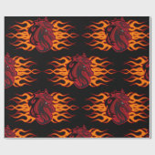 Fiery Red Horse Head mit Flammen Geschenkpapier (Flach)